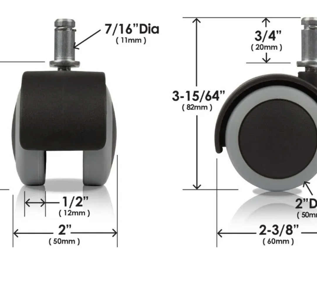 Rubber Wheels for Chairs 50mm Diameter